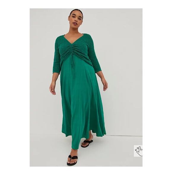 Torrid Green Crochet Cinched Front Sweater Sz.4 NWT - Picture 3 of 16